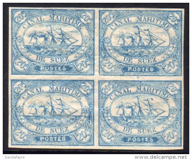 SHIPS Suez Canal Company, 1868 20c Blue Imperf "Ship" SG 3 In A Delightful Block Of 4 With Four Clear Margins. A... - Ohne Zuordnung