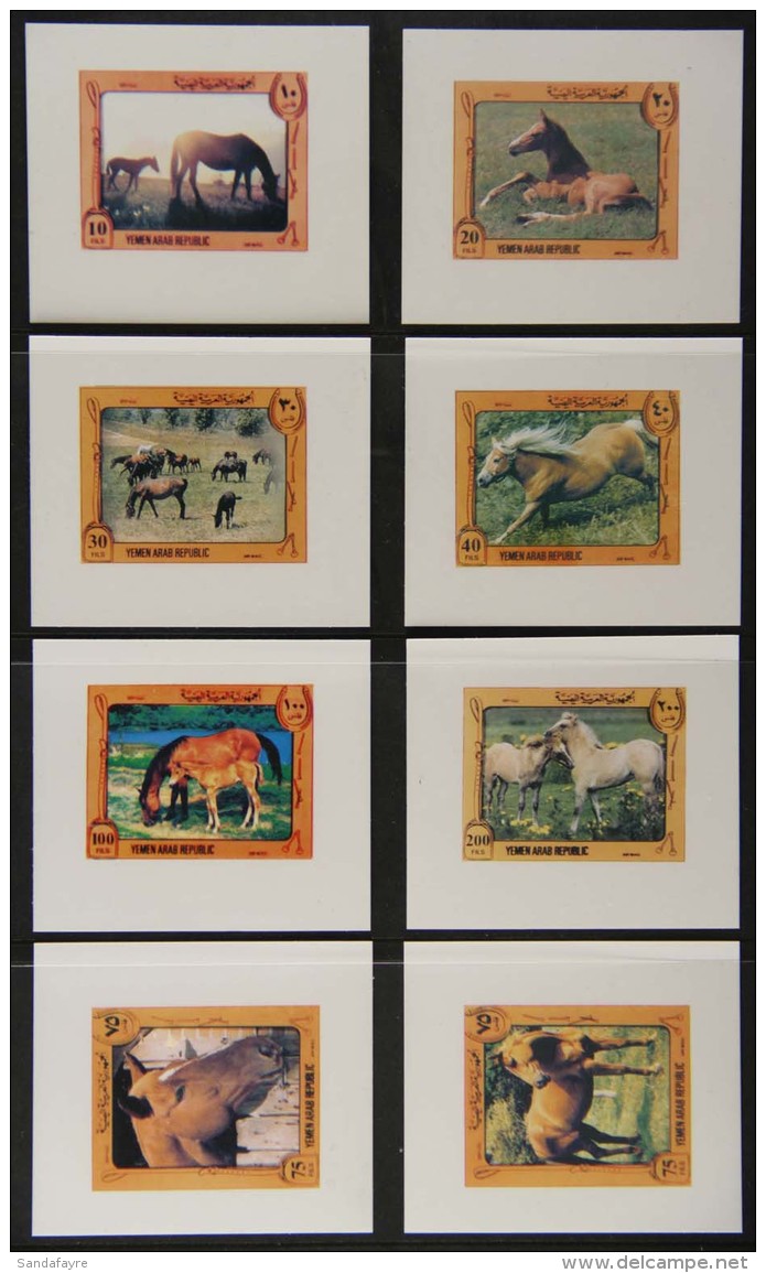 HORSES Yemen 1980s IMPERF PROOFS For An Unissued Set Of 10 Stamps And A Mini-sheet, Printed On Thick Ungummed... - Ohne Zuordnung