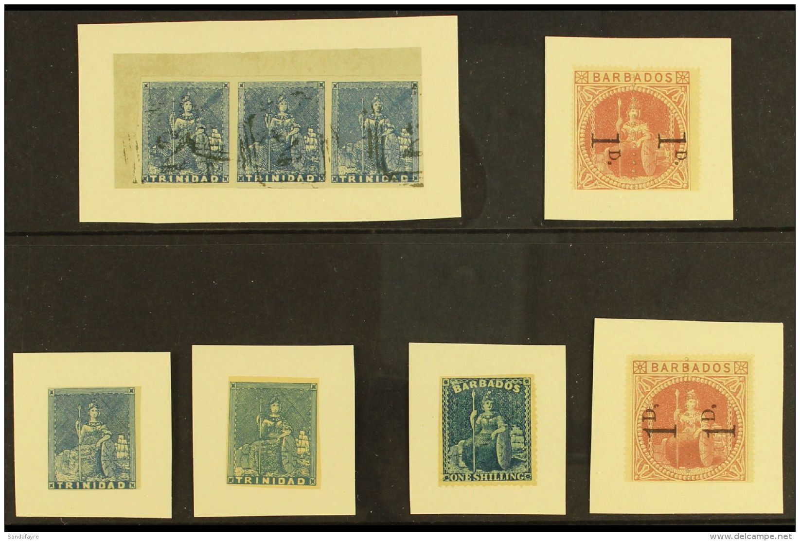"BRITANNIA COLOUR PROOFS" Illustrations On Card From Sir John Wilson's "The Catalogue Of The Royal Philatelic... - Sonstige & Ohne Zuordnung