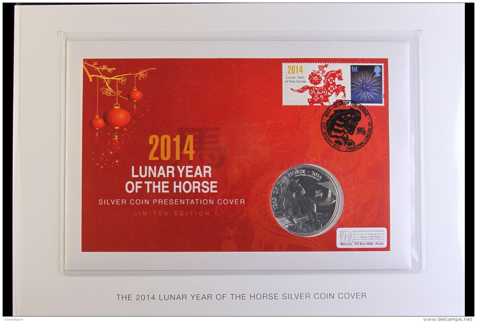 2014 "Year Of The Horse" Limited Edition 1oz Silver Coin Cover In Presentation Folder. Lovely Item For More... - FDC