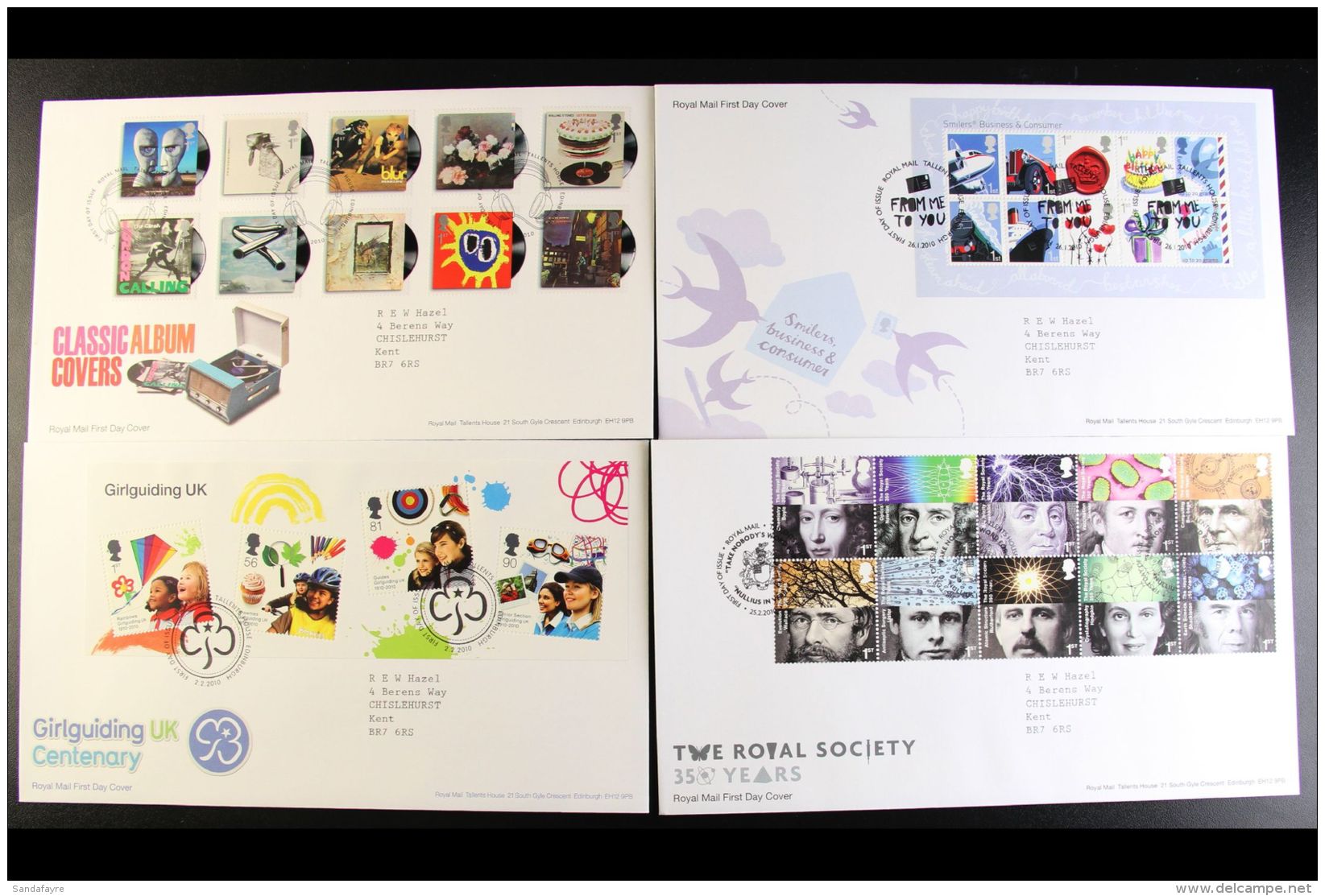 2010 COMMEMORATIVES YEAR SET Of Illustrated First Day Covers (no Post &amp; Go) With Neatly Typed Addresses Inc... - FDC