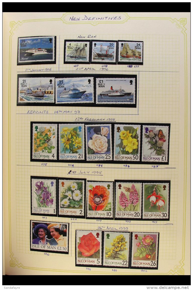 ISLE OF MAN 1995-2008 EXTENSIVE NEVER HINGED MINT COLLECTION Presented In Mounts In A Spring Back Album. An... - Sonstige & Ohne Zuordnung