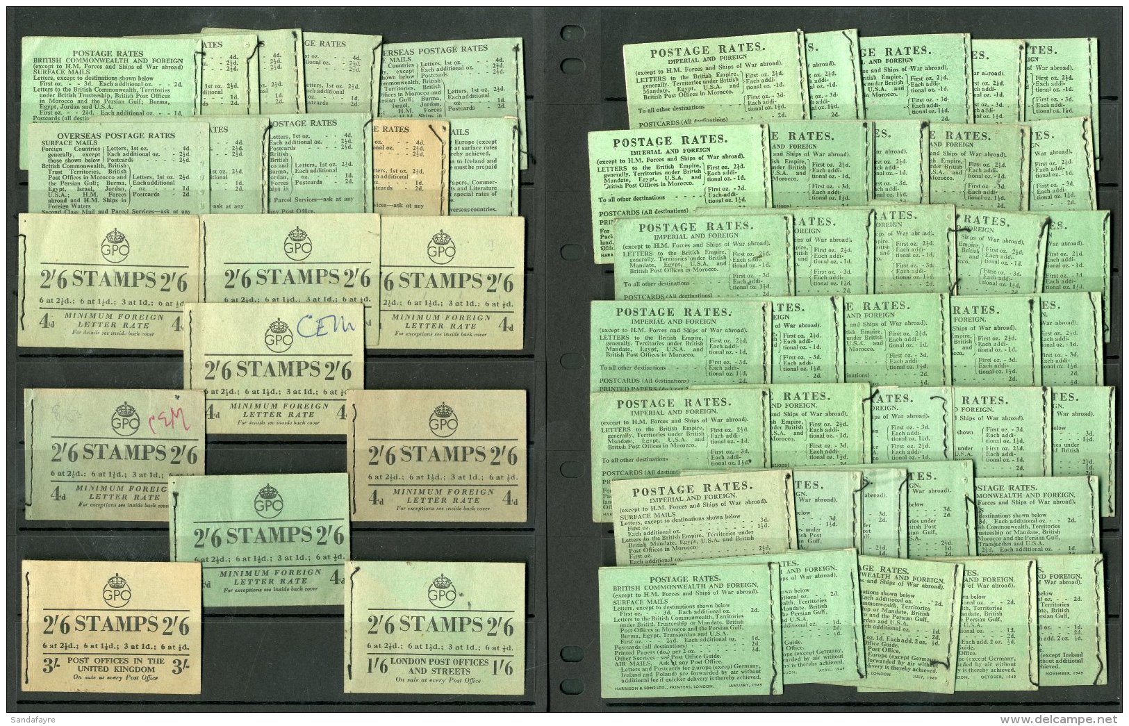 1943-1953 EMPTY BOOKLETS 2s6d Green All Different Collection Of Booklets With FRONT &amp; BACK COVERS ONLY INTACT,... - Non Classés