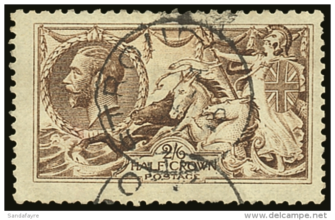 1915 2s6d Sepia De La Rue Seahorse, SG 408, Very Fine Used With Pretty Stroud Single Ring Cds Cancels. Scarce This... - Non Classés