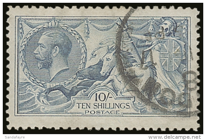 1915 10s Blue De La Rue Seahorse, SG 412, Very Fine Used With Single Cds Cancellation. Fresh And Attractive Stamp.... - Zonder Classificatie