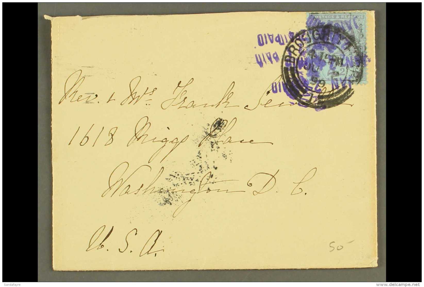 JUBILEE ISSUE. 1899 Cover To The USA Bearing 1887-92 2&frac12;d Tied By "Broughty Ferry" Cds And Several Unknown... - Sonstige & Ohne Zuordnung