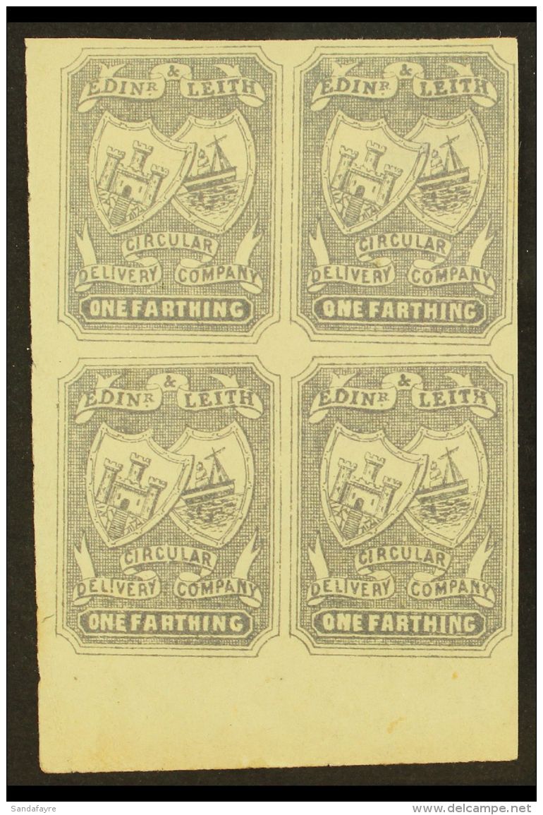 CIRCULAR DELIVERY COMPANY EDINBURGH &amp; LEITH 1866 &frac14;d Grey-lilac, Imperf Block Of 4, SG Spec CD11, Mint,... - Sonstige & Ohne Zuordnung