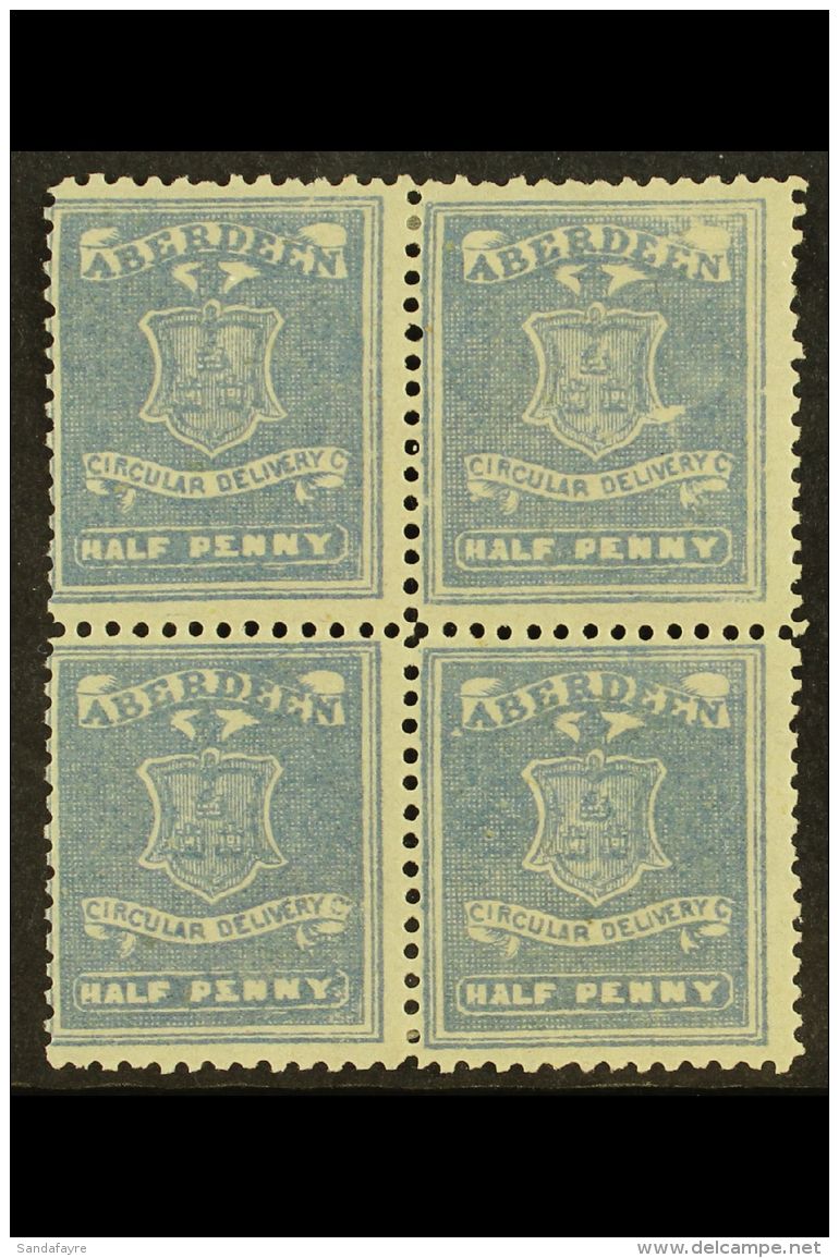 CIRCULAR DELIVERY COMPANY ABERDEEN 1867 &frac12;d Slate-blue, Block Of 4, SG Spec. CD2, Good Mint. For More... - Sonstige & Ohne Zuordnung