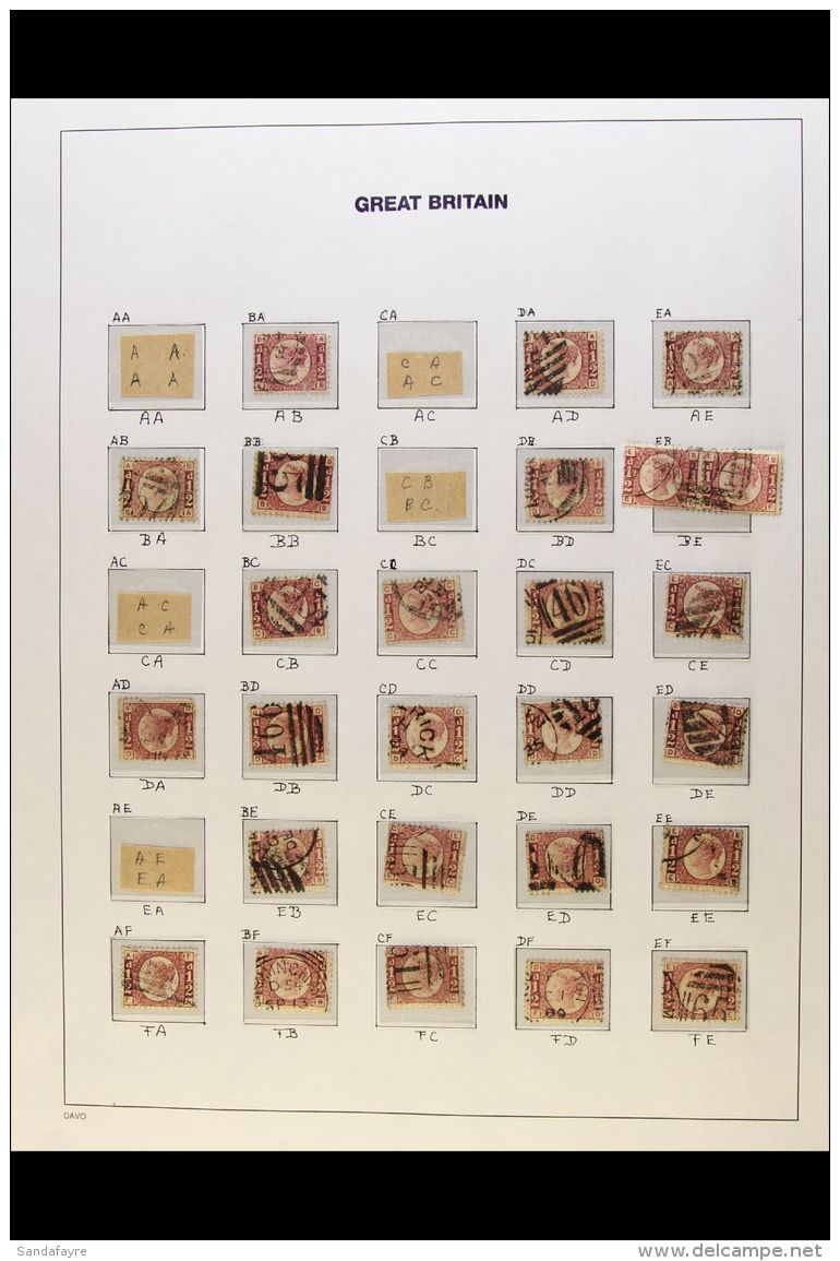 1870 &frac12;d Rose, SG 48/49, Plate 12, A Largely Complete Attempted Reconstruction Displayed On Pages, Incl. Six... - Sonstige & Ohne Zuordnung