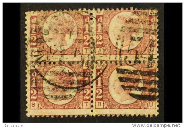 1870 &frac12;d Rose-red Plate 5, SG 48, Fine Used BLOCK Of 4 ('AT' To 'BU'), Centered Slightly To Upper Right,... - Sonstige & Ohne Zuordnung
