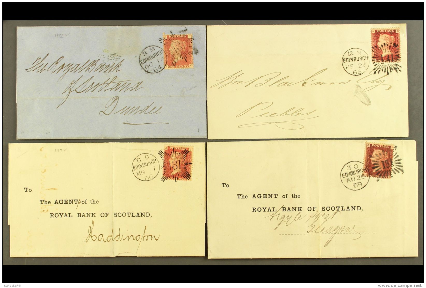 1864-69 BRUNSWICK STARS CANCELS ON ENTIRES Good Strikes With Edinburgh Code "3 M" (1864), "12 N" (1866), "6 O"... - Sonstige & Ohne Zuordnung