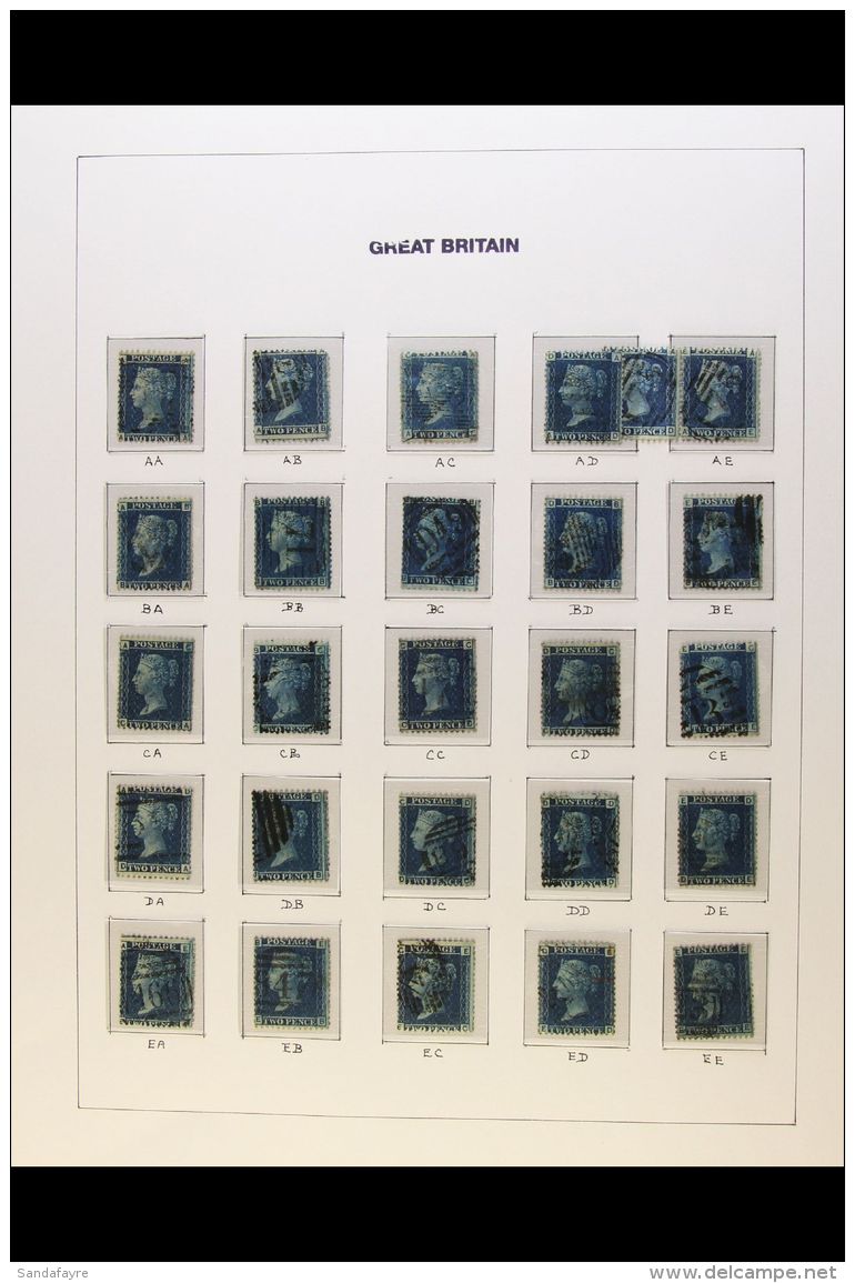 1858-69 2d Blue Plate Numbers, SG 45/47, An Impressive Reconstructed Sheet (mixed Plates) On Pages, Good To Fine... - Autres & Non Classés