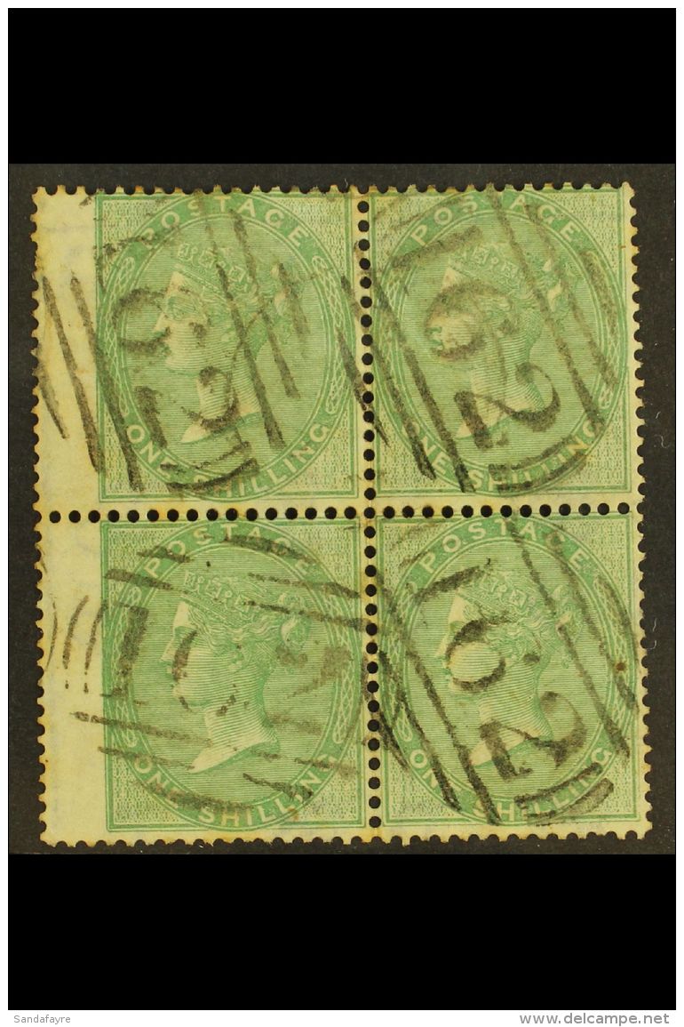 1855-57 1s Green No Corner Letters, SG 72, Fine Used Left Wing Marginal BLOCK Of 4 Cancelled By Neat "162" Numeral... - Autres & Non Classés