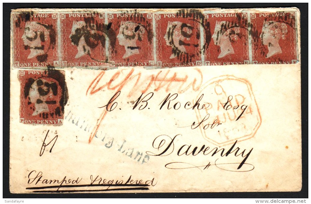 1853 (Jul 24) Envelope Registered From London To Daventry Bearing 1841 1d Red-brown HORIZ STRIP OF SIX Plus... - Other & Unclassified