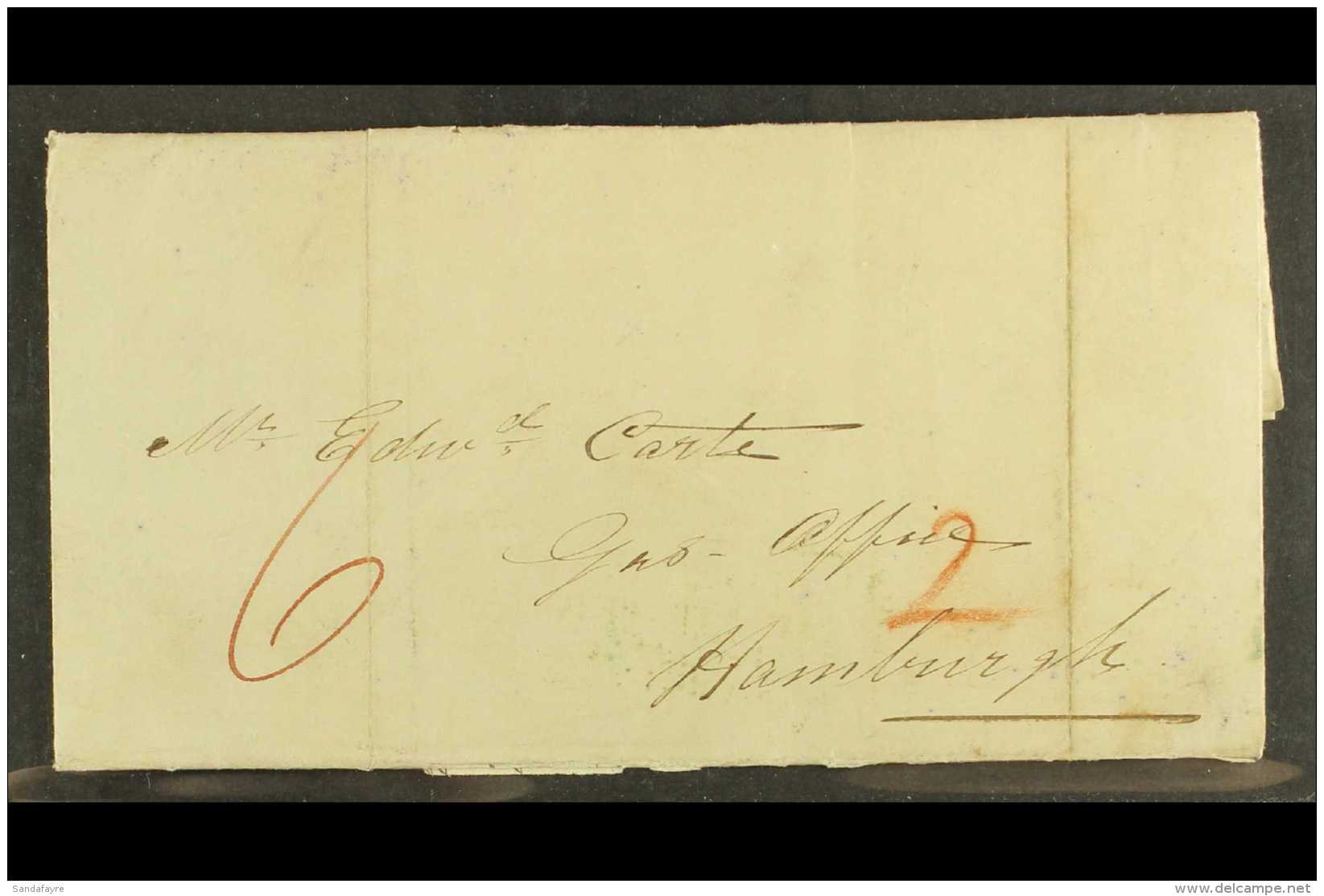 1844 (29 May) Stampless Entire Letter To Hamburg, With (on Reverse) Fair SCHIFFS BRIEF POST HAMBURG Maritime Date... - Other & Unclassified