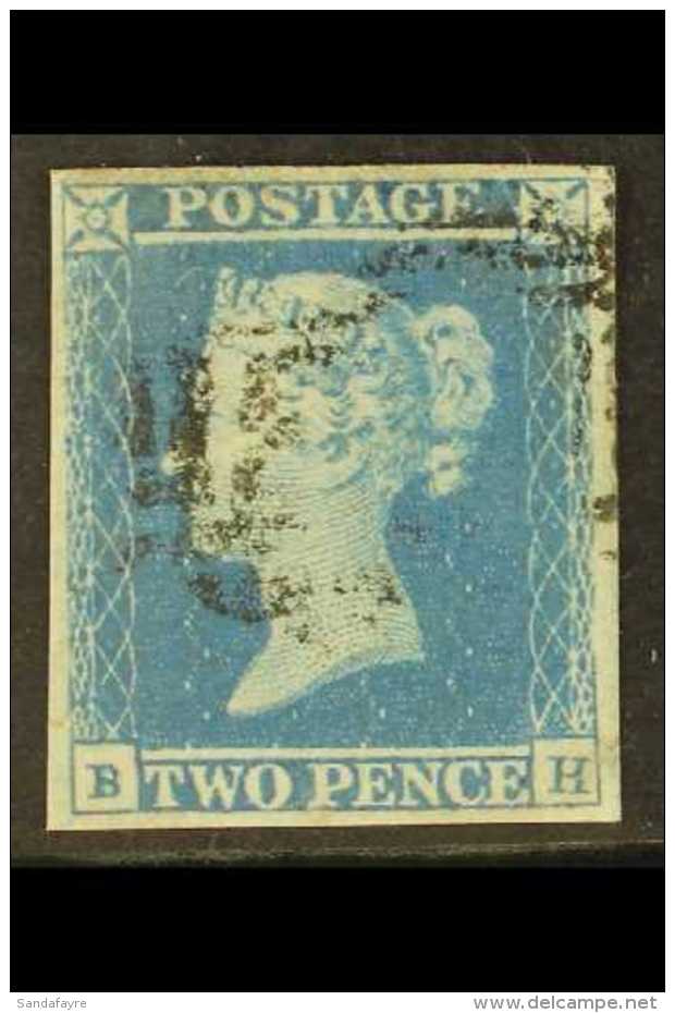 1841 2d Blue, (B - H), Plate 4,  "without Spectacle" Variety, SG Spec ES13 N., Very Fine Used With Four Large... - Other & Unclassified