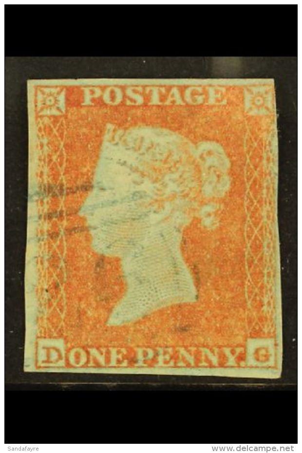 1841 1d Red, With Large Part 1844 Type Cancel In BLUE, Ending In "26", Four Clear To Good Margins, Small Hinge... - Other & Unclassified