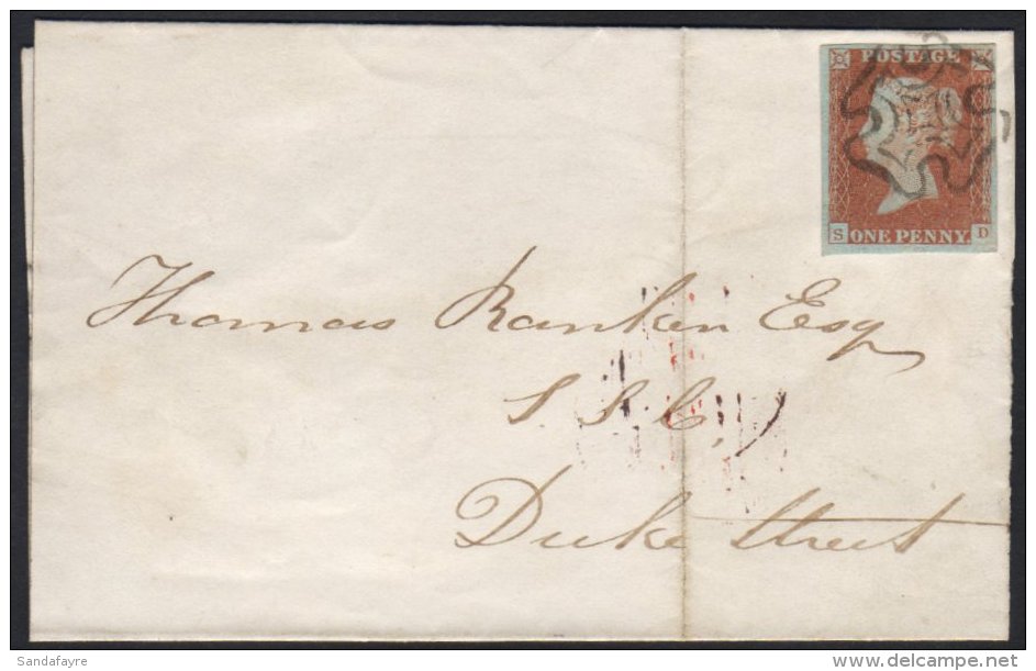 1841 1d Red Plate 23, Lettered "SD", On An Entire, Tied By Fine Maltese Cross.  For More Images, Please Visit... - Autres & Non Classés