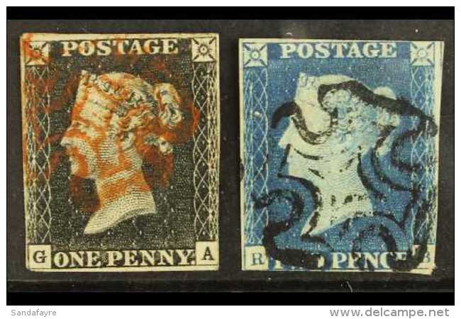1840 1d Black &amp; 2d Blue, SG 2 &amp; 5, Fine Used With 3 Margins (2 Stamps) For More Images, Please Visit... - Sonstige & Ohne Zuordnung