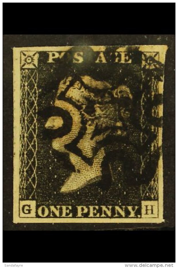 1840 1d Black, "G H," SG 2, Fine Used With Clear Strike Of Black MX Postmark, Four Large Margins. For More Images,... - Non Classés