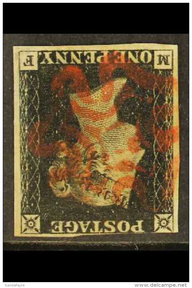 1840 1d Black 'MF' Plate 1b With WATERMARK INVERTED, SG Spec AS5 L, Used With 3 Good Margins (just Touching At... - Ohne Zuordnung