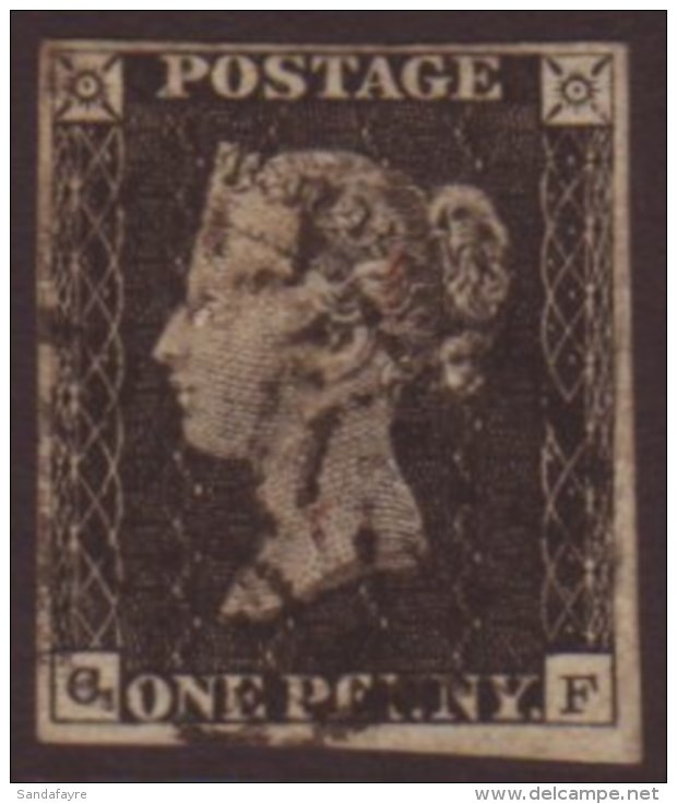 1840 1d Black 'CF' From Plate 10, SG 2, Very Fine Used With 4 Good To Large Margins &amp; Lightly- Struck Black MC... - Zonder Classificatie