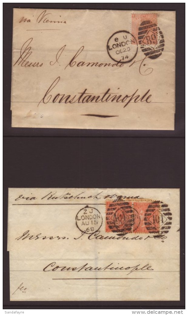1868-74 ENTIRE LETTERS TO CONSTANTINOPLE A Lovely Pair Inc 1868 (Aug 15th) London To Constantinople Bearing 4d... - Sonstige & Ohne Zuordnung