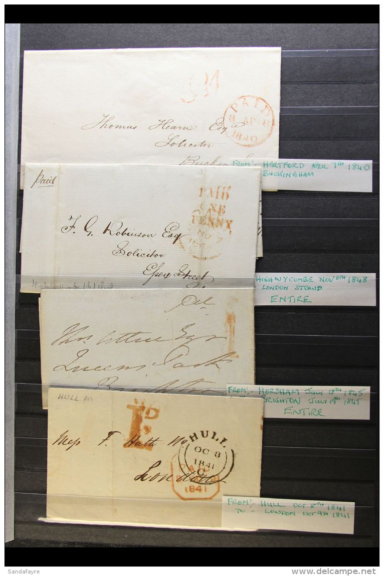 1811 TO 1850 STAMPLESS COVERS COLLECTION. A Charming Collection, In Large Part A Collection Of Penny Rate Markings... - Sonstige & Ohne Zuordnung