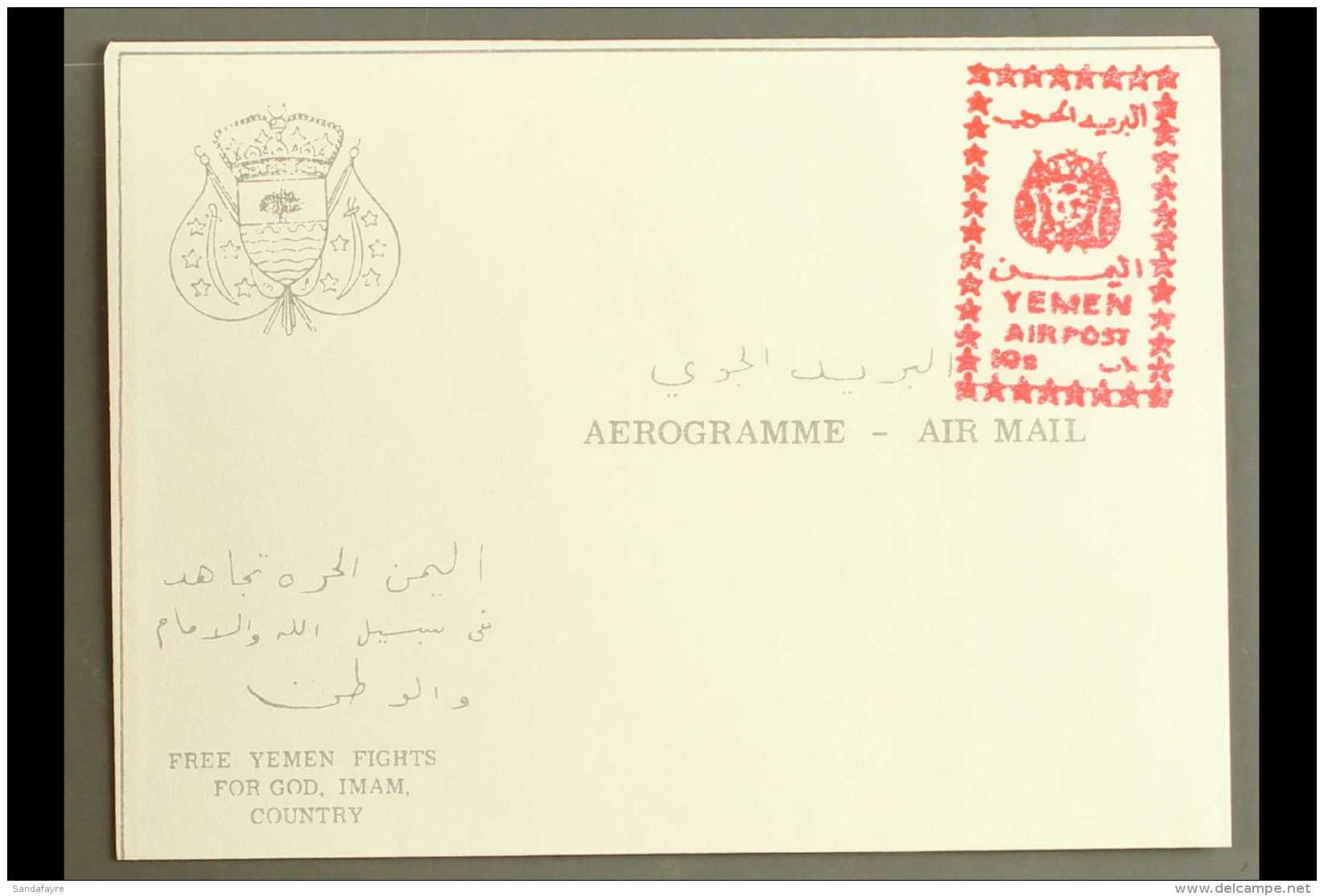 ROYALIST 1967 10b Red On White "YEMEN AIRPOST" Handstamp (SG R135a) Applied To Full Aerogramme, Very Fine Unused.... - Jemen