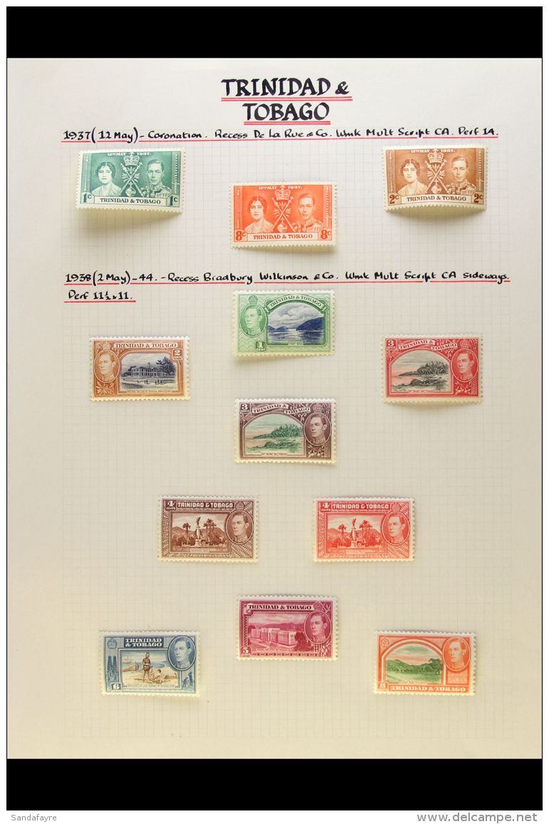 1937-1951 COMPLETE FINE MINT COLLECTION On Leaves, All Different, Inc 1938-44 Pictorials Set Inc Both Listed 12c... - Trinité & Tobago (...-1961)