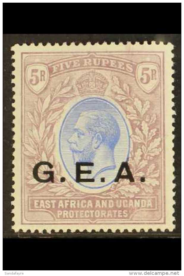 1921 5R Blue And Dull Purple, Watermark Mult Script CA, SG 68, Very Fine Mint. For More Images, Please Visit... - Tanganyika (...-1932)
