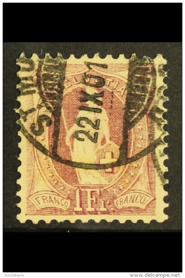 1882-1903 1f Claret, Perf.11&frac12;x12, Impressed Watermark, Zumstein 71E, SG 160, Very Fine Used. For More... - Andere & Zonder Classificatie