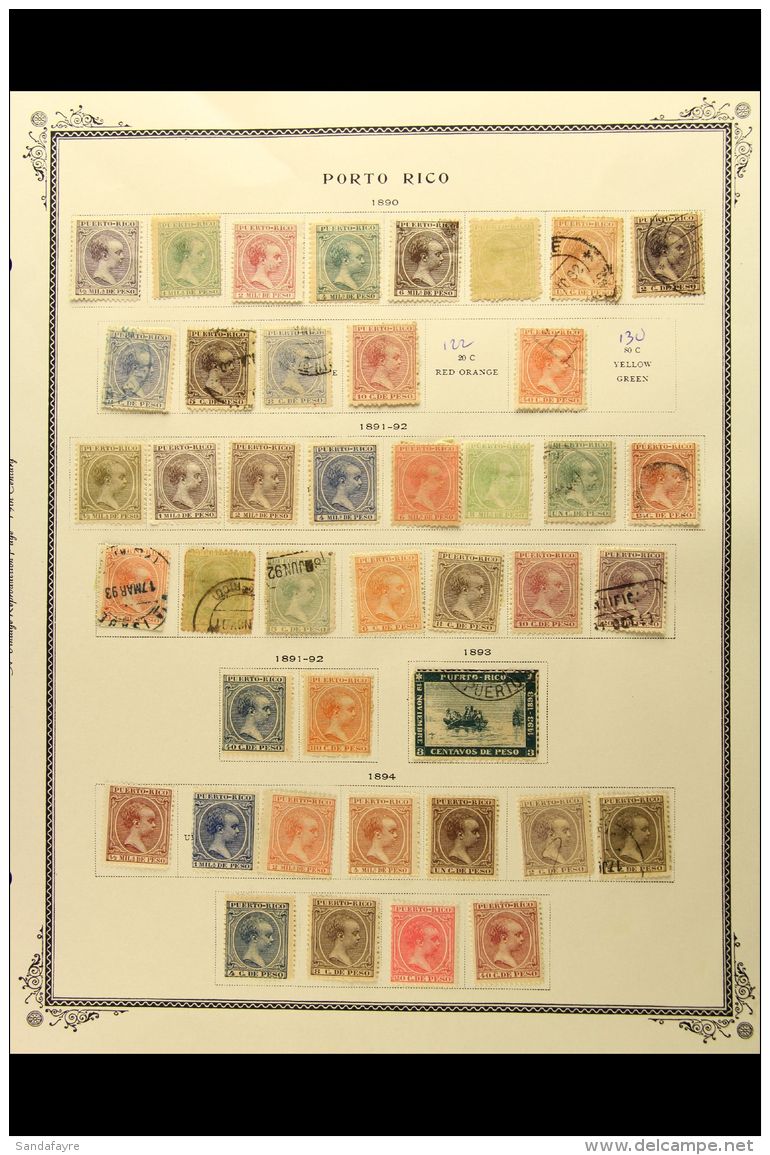 PUERTO RICO 1890-1898 ALFONSO XIII COLLECTION Neatly Presented On Printed Pages. An ALL DIFFERENT, Mint &amp; Used... - Andere & Zonder Classificatie