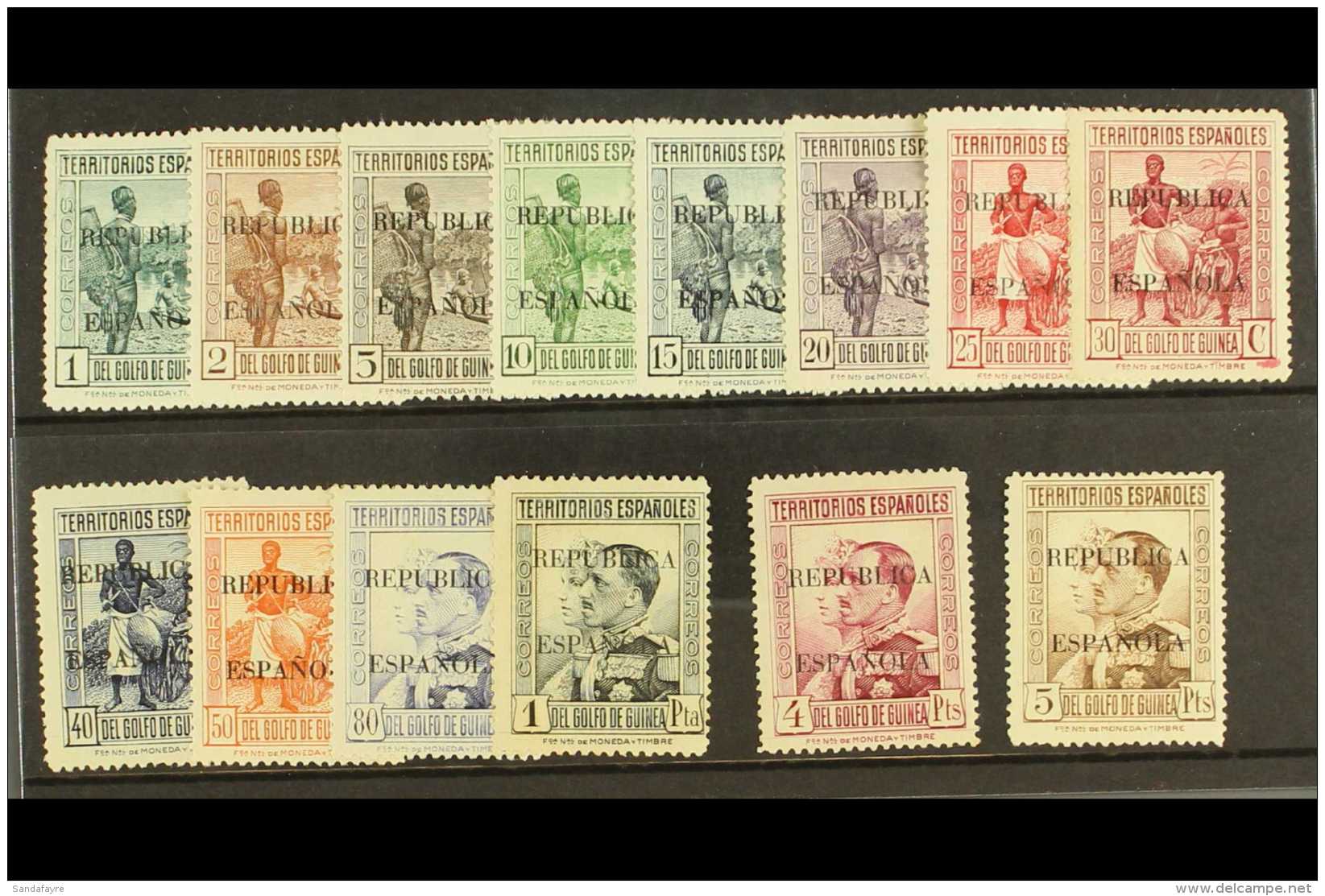GUINEA 1931 Overprinted "REPUBLICA ESPANOLA" Set, Edifil 216/229, Fine Mint. (14) For More Images, Please Visit... - Other & Unclassified