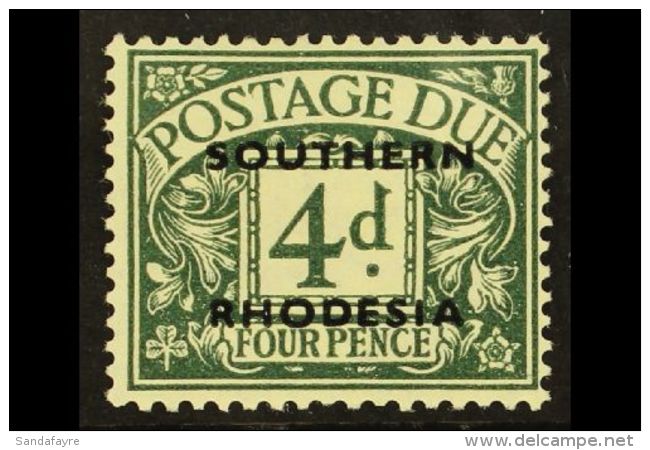 POSTAGE DUES 1951 4d Dull Grey-green, SG D6, Very Fine And Fresh Mint. Elusive Stamp! For More Images, Please... - Southern Rhodesia (...-1964)