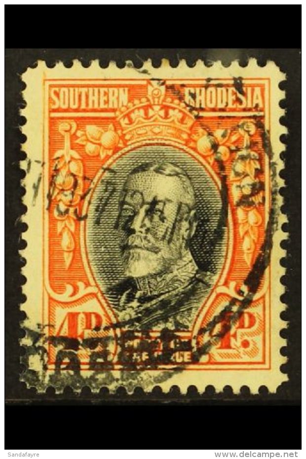 1931 4d Black And Vermilion, Geo V, Perf 14, SG 19b, Fine And Fresh Used. For More Images, Please Visit... - Zuid-Rhodesië (...-1964)