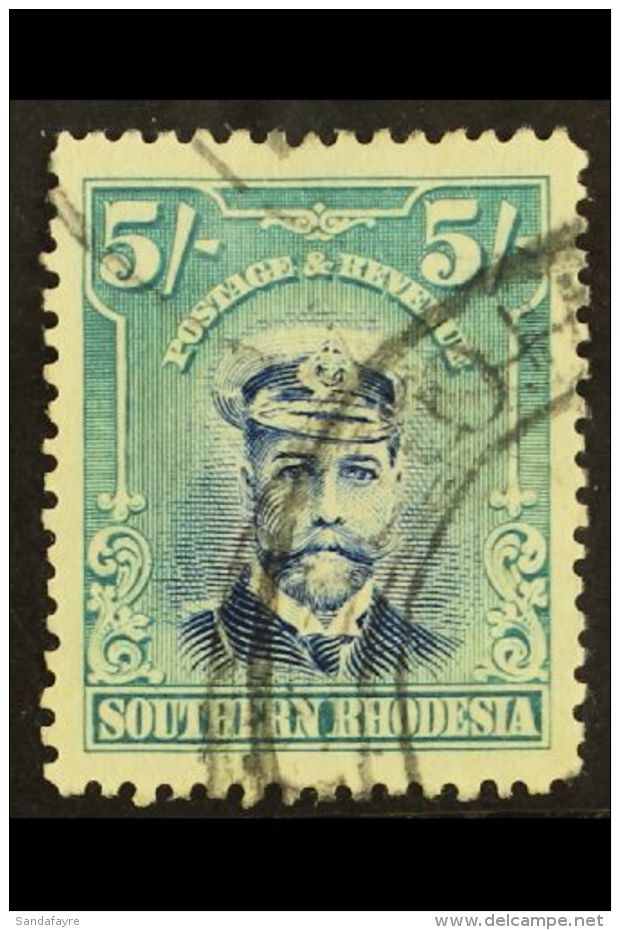 1924 5s Blue And Blue Green, SG 14, Fine Used. For More Images, Please Visit... - Zuid-Rhodesië (...-1964)