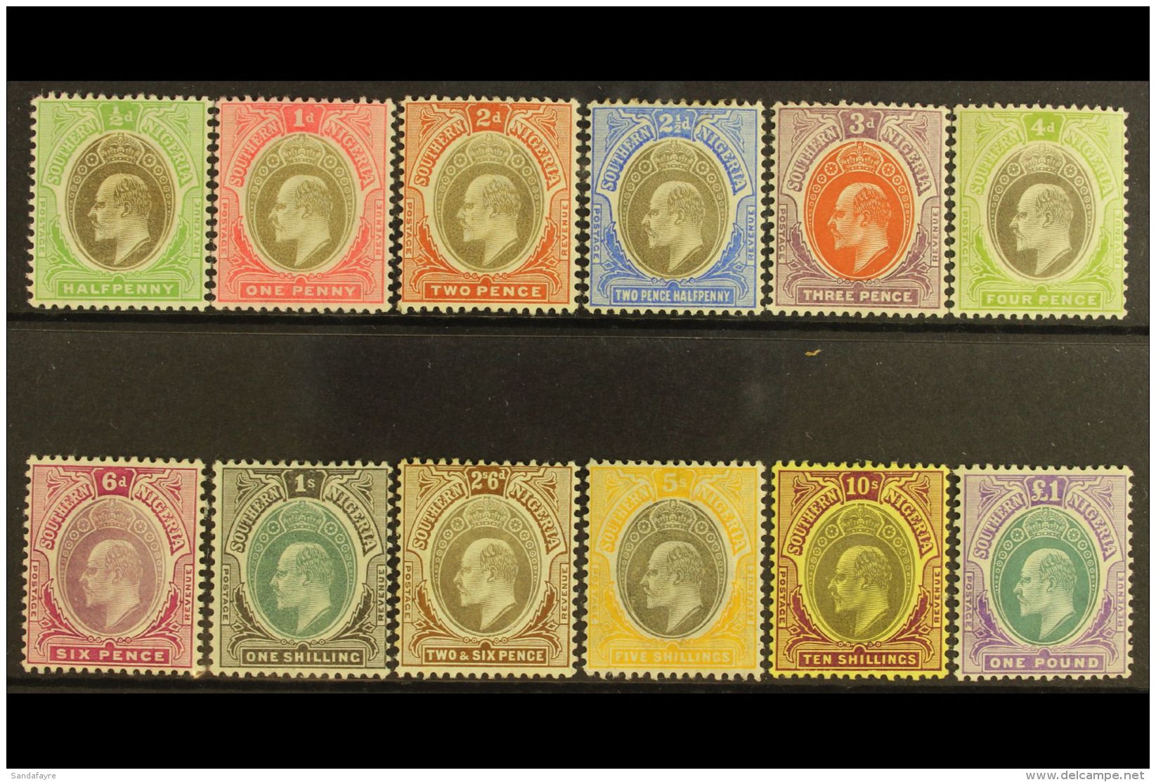 1904-09 KEVII Definitive Set, SG 21/32ab, Some Light Tone To Some Low Values, 10s &amp; &pound;1 Very Fine Mint... - Nigeria (...-1960)