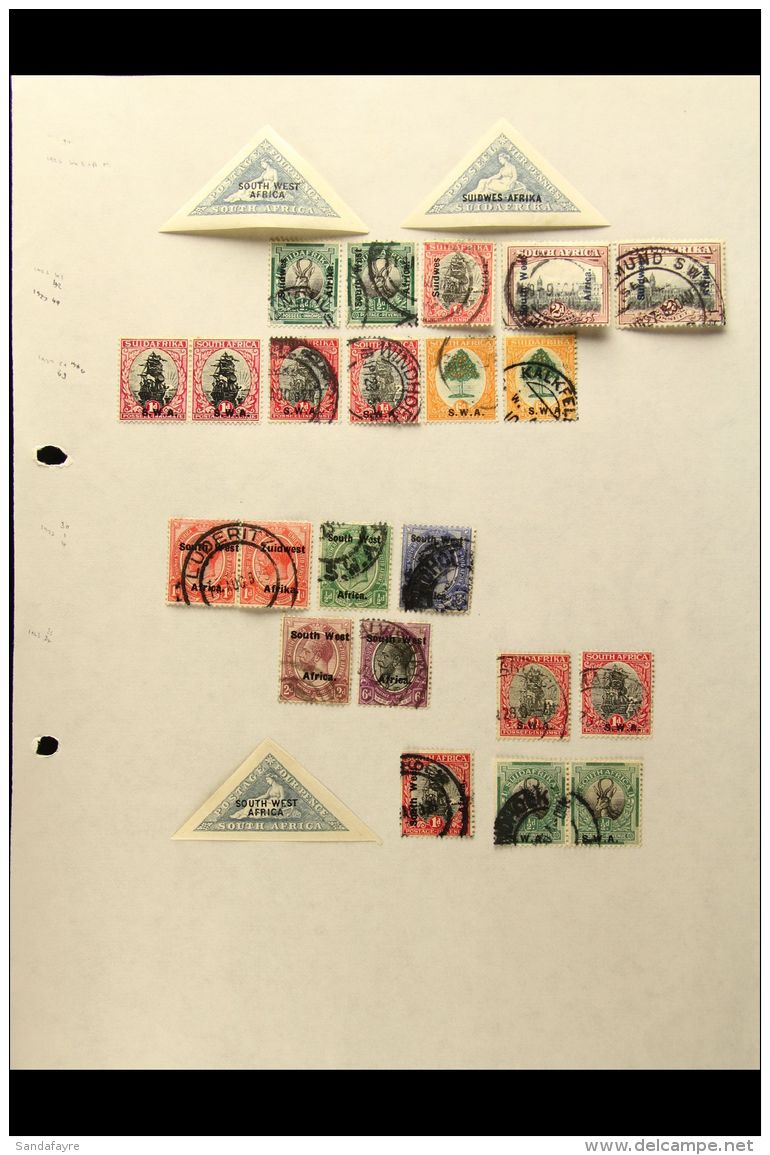 1923-1986 MINT &amp; USED COLLECTION On Leaves, Inc 1937 1&frac12;d Train Pair Mint, 1939 Huguenots Pairs Set Mint... - Zuidwest-Afrika (1923-1990)