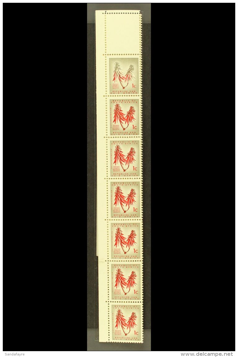 RSA VARIETY 1963-7 1c Red &amp; Olive-grey, Type II, Wmk RSA, Complete Vertical Strip Of 20 (R1-20/1) With RED... - Zonder Classificatie