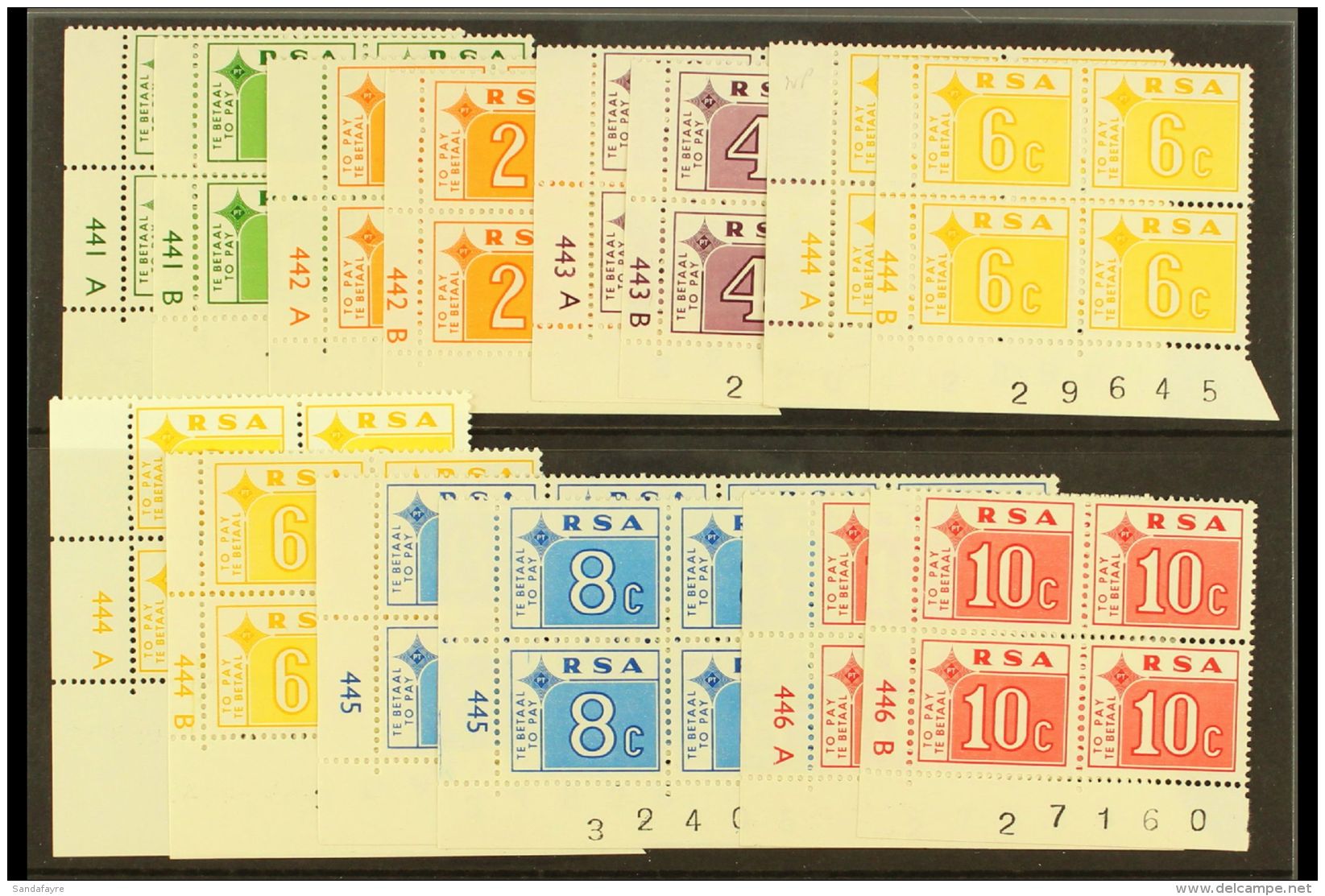 POSTAGE DUES 1972 Complete Set Plus 6c On Phosphorised Paper In A &amp; B Cylinder Blocks Of 4, 8c Not Inscribed A... - Zonder Classificatie