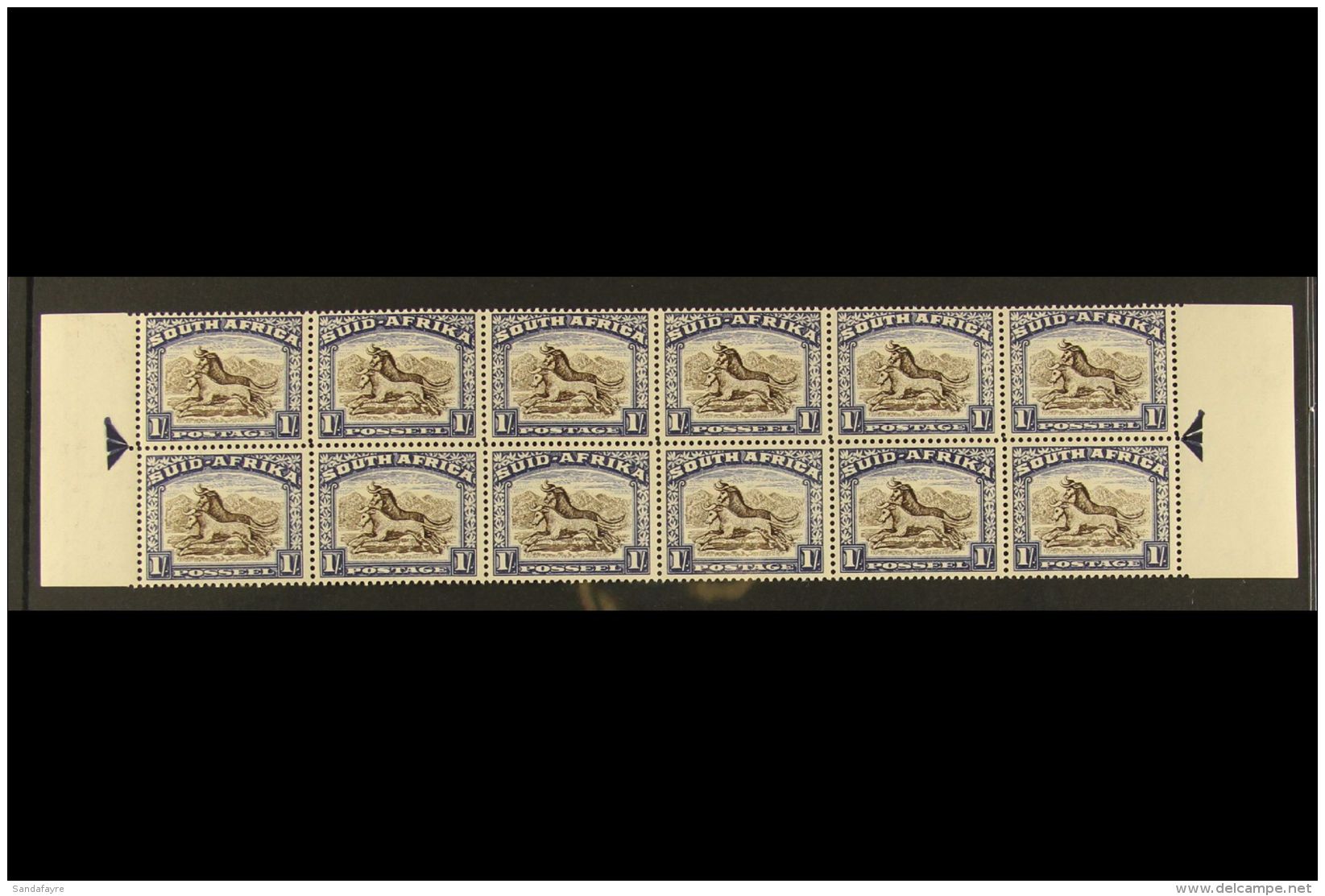 1947-54 1s Brown &amp; Chalky Blue, Issue 5, Middle Two Rows From Sheet With Left And Right Arrows, SG.120, Never... - Non Classés