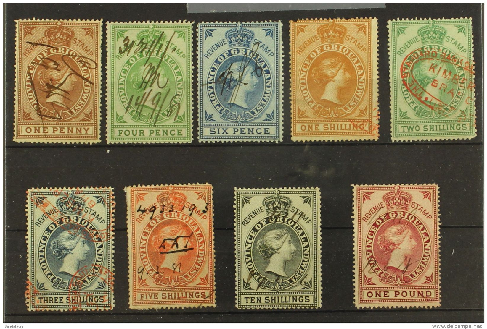 GRIQUALAND REVENUE STAMPS 1879 (Tall QV) Most Values To &pound;1 (between Barefoot 60 And 70) Used, The Odd Minor... - Zonder Classificatie
