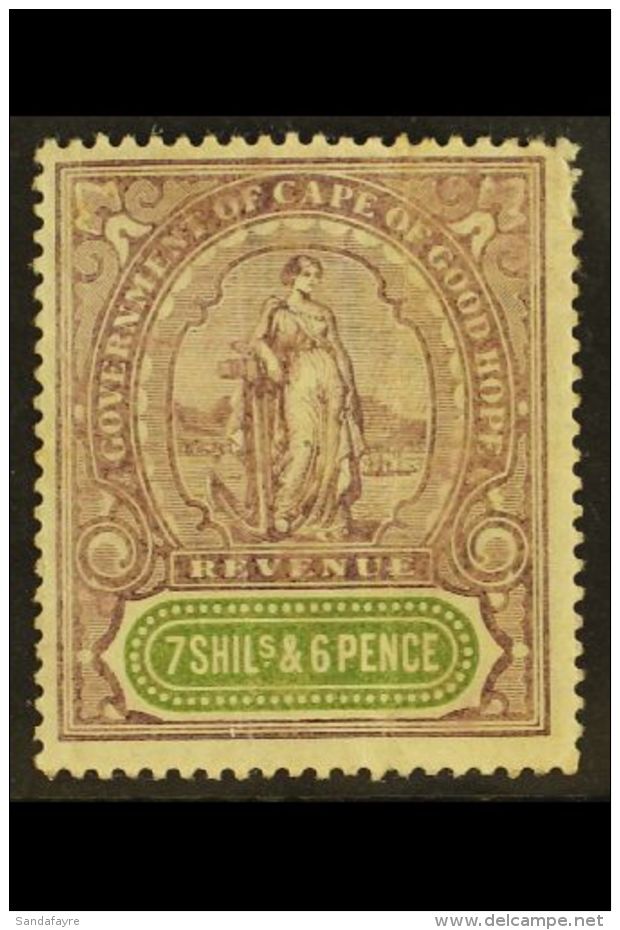 CAPE OF GOOD HOPE REVENUE 1898 7s6d Lilac &amp; Green, Barefoot 136, Never Hinged Mint, Vertical Creases, Ink Mark... - Ohne Zuordnung