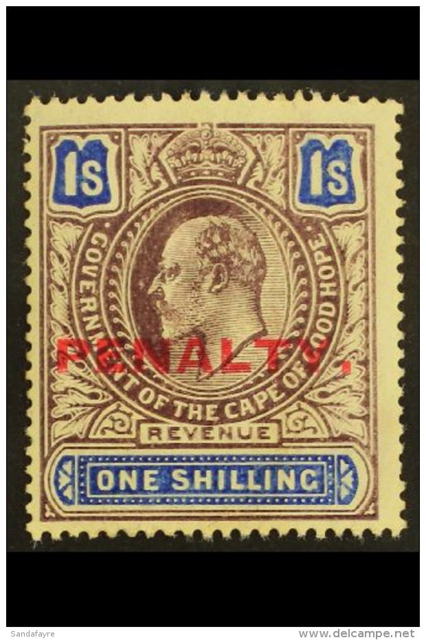 CAPE OF GOOD HOPE REVENUE - 1911 1s Purple &amp; Blue, Ovptd "PENALTY" Barefoot 3, Never Hinged Mint. For More... - Zonder Classificatie