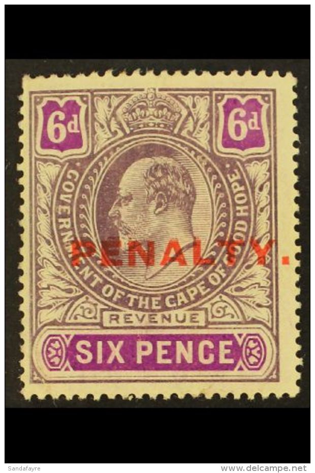 CAPE OF GOOD HOPE REVENUE - 1911 6d Purple &amp; Magenta, Ovptd "PENALTY" Barefoot 2, Never Hinged Mint. For More... - Ohne Zuordnung