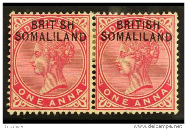 1903 1a Carmine With "BRIT  SH" ERROR IN PAIR WITH NORMAL, SG 2a+2, Very Fine Mint. For More Images, Please Visit... - Somaliland (Protectoraat ...-1959)