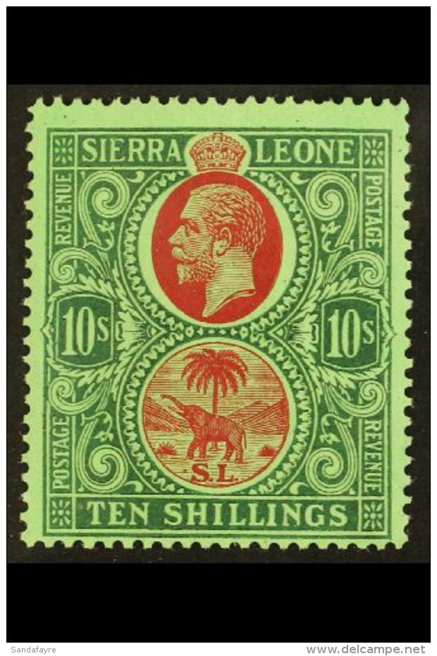 1921-27 10s Red And Green On Green, SG 146, Very Fine Mint. For More Images, Please Visit... - Sierra Leone (...-1960)