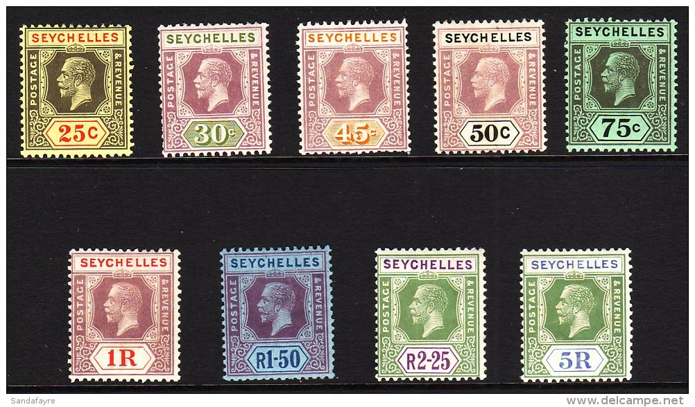 1921-32 25c To 5r (1r Is Die II) SG 114/23, Very Fine Mint. (9 Stamps) For More Images, Please Visit... - Seychelles (...-1976)