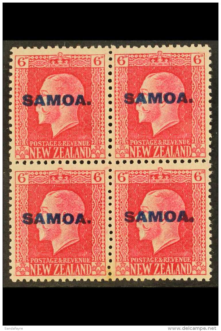 1916-19  6d Carmine Step-perf Block Of Four, Perf 14x13&frac12; Plus Perf 14x14&frac12;, SG 141b, Superb NHM. For... - Samoa